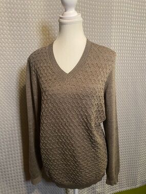 Joseph Abboud Taupe-Brown V-Neck Sweater